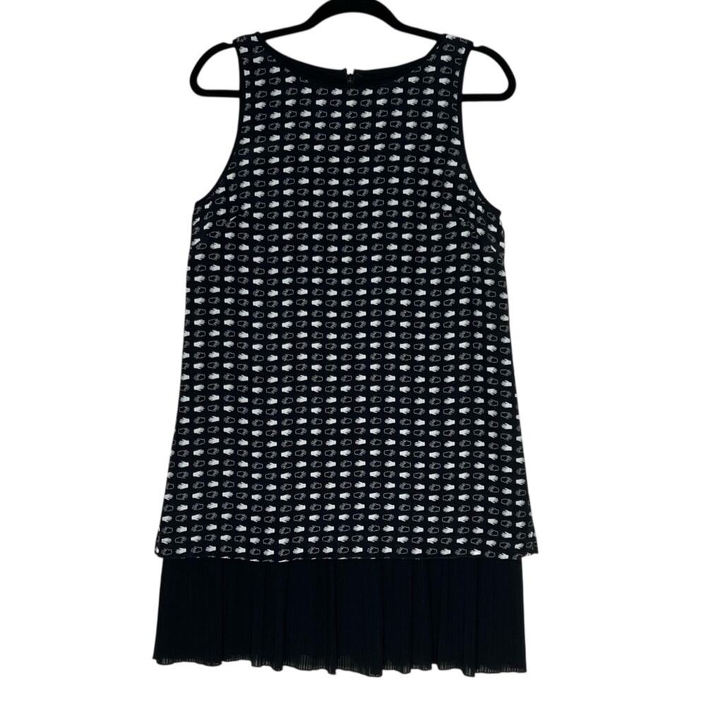 GREY Jason Wu Silk Shift Dress 6 Graphic Novelty Accordion Pleat Black White
